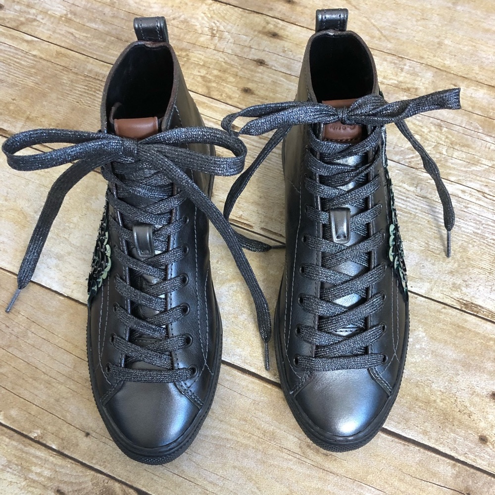 Coach C216 Sequin Star High Top Sneakers - Picture 6 of 9